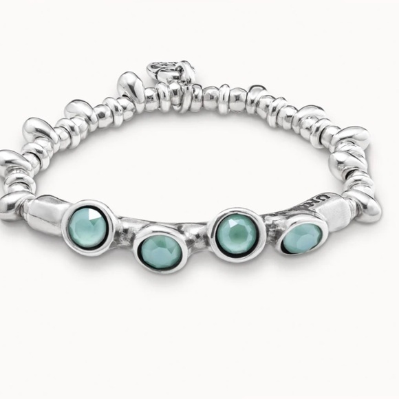 UNO de 50 Jewelry - UNOde50 Beaded stretch bracelet with blue crystals Size S